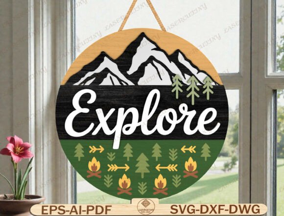 Download Mountain Camping Door Hanger Laser Cut - Camping Collection