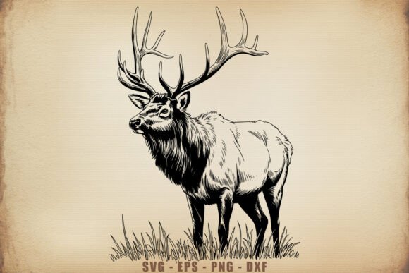 Download Vintage Elk Engraving SVG Design - Engraving svg Collection