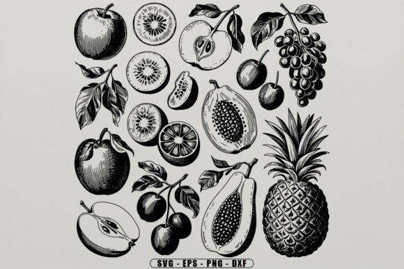 Download Hand-Drawn Fruit Engraving SVG Bundle - Engraving svg Collection