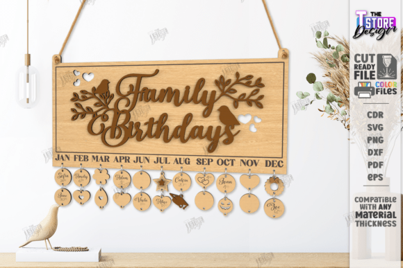 Download Family Birthdays Calendar Laser Cut |CNC - Premium Resources