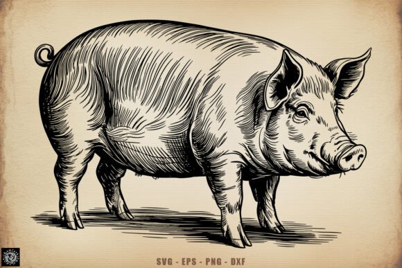 Download Vintage Pig Engraving SVG - Engraving svg Collection