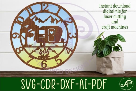 Download Caravan/camping Wall Clock Laser Cut - Camping Collection