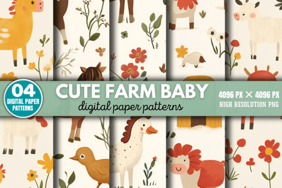 Download Cute Farm Baby Pattern Digital Pattern 3 - Premium Resources