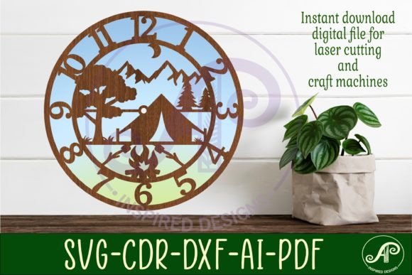 Download Camping Wall Clock Laser Cut Files, SVG - Camping Collection