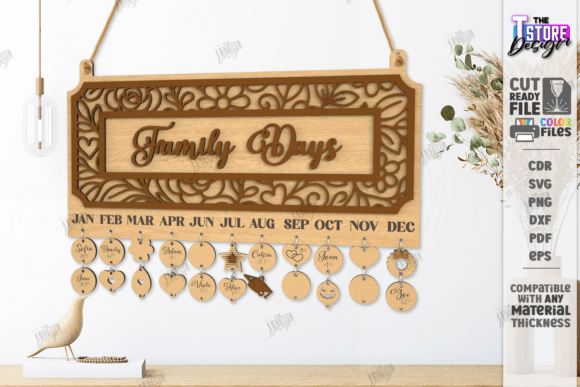 Download Family Birthdays Calendar Laser Cut |CNC - Premium Resources
